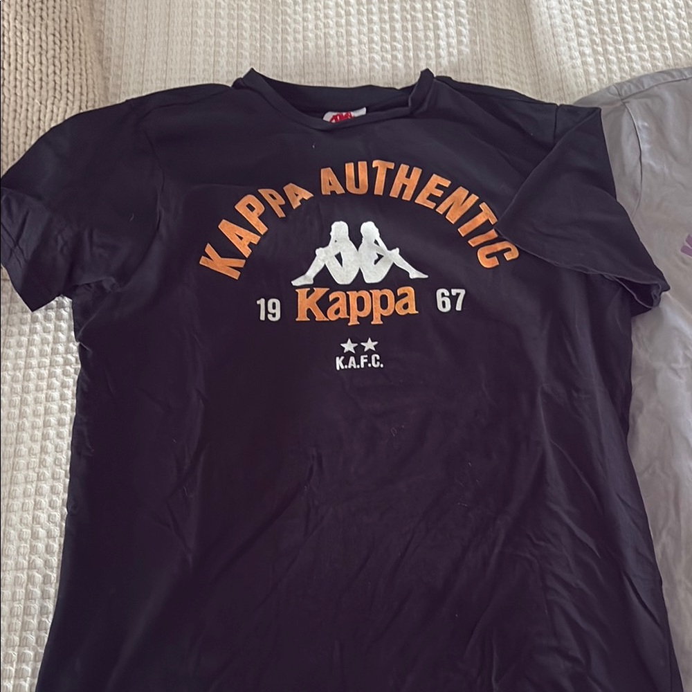 Kappa Black T-Shirt with Orange and White Logo
